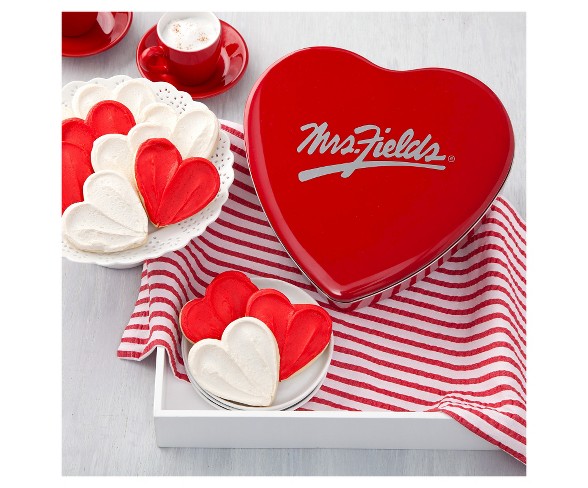 Mrs. Field Heart Shaped Cookie Tin Include 12 Frosted Cookies
