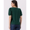 Allegra K Women's Asymmetrical V Neck Blouse Casual Puff Short Sleeve Top - 3 of 4