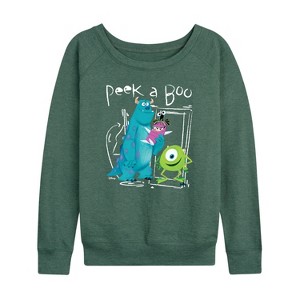 Women's - Disney - Peek A Boo Lightweight French Terry Wide Neck Long Sleeve Shirt - 1 of 4