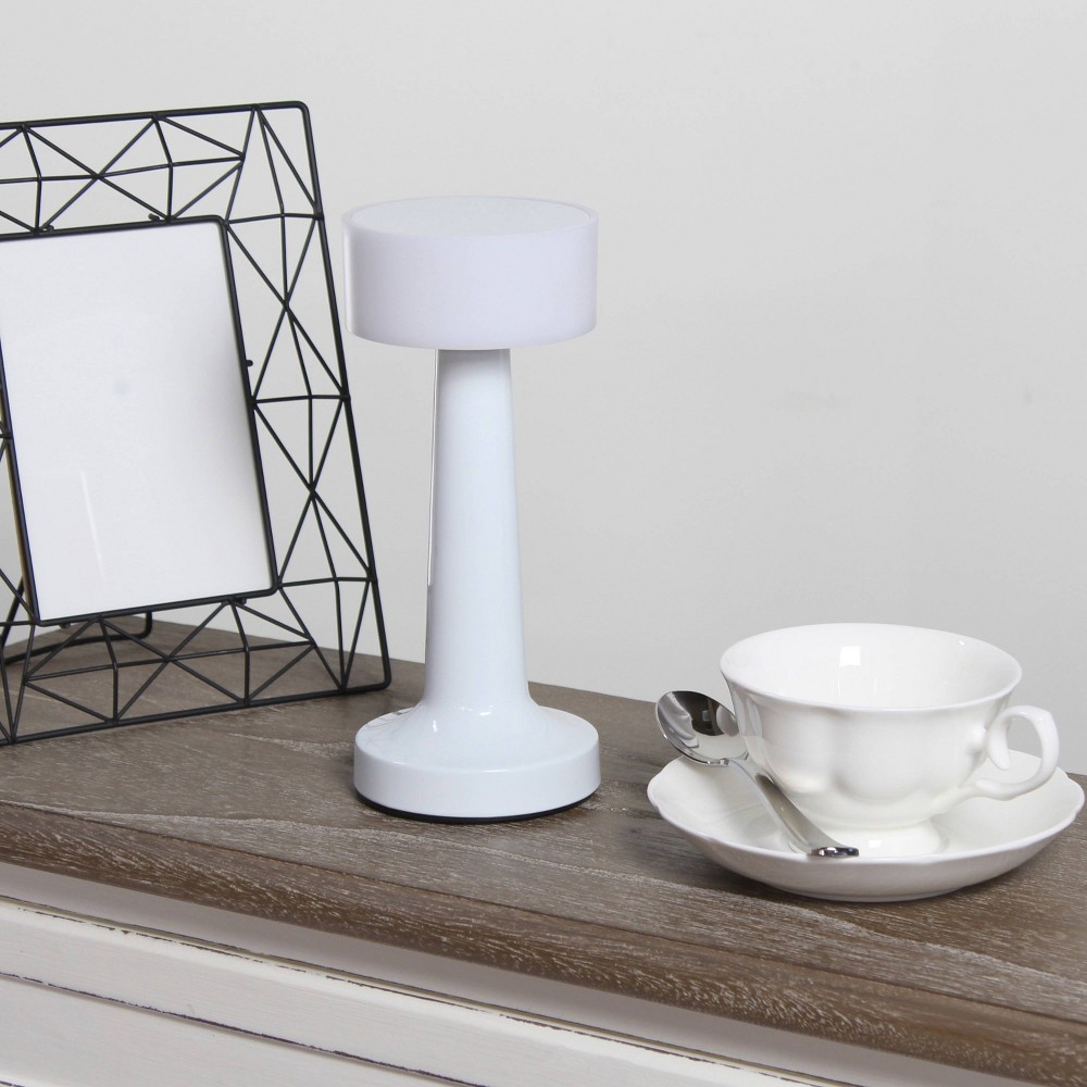 Photos - Floodlight / Street Light Simple Designs 8.5" Mushroom Magic Dimming and Rechargeable Cordless 4-Way Touch Sensor Saucer Desk Lamp White