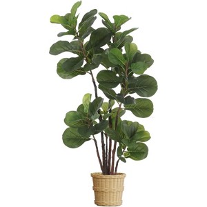 TackView Artificial Fiddle Leaf Fig Tree, Faux Ficus Lyrata Tree, Fake Green Plant for Indoor Outdoor Home Office Living Room Bedroom Decor - 1 of 4