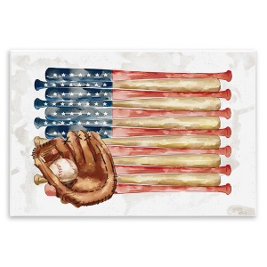 Stupell Industries American Baseball Flag Children's Sports Mitt Wall Plaque Art - 1 of 4