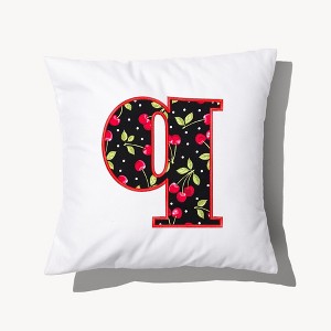 Personalization Mall Cherry Pop Initial Embroidered Applique Throw Pillow - 1 of 4