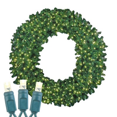 Novelty Lights Artificial LED Pre-Lit Christmas Wreath, Colorado Green Pine Greenery, Christmas Decoration