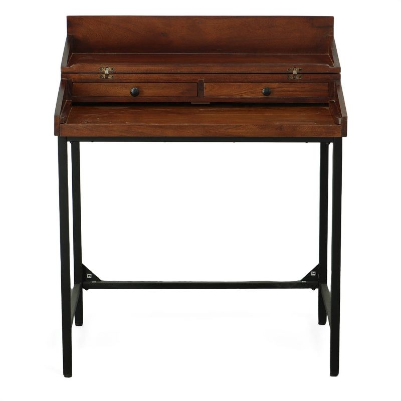 Raleigh Rustic Top RTA Writing Desk Chestnut/Black - Carolina Chair &#38; Table, 3 of 8