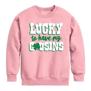 Boys' - Instant Message - St. Patrick's Day Lucky to Have My Cousins Graphic Long Sleeve Fleece Sweatshirt - 1 of 4