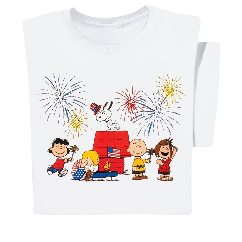 Collections Etc Peanuts Snoopy & the Gang Fourth of July White T-Shirt, 3 of 5