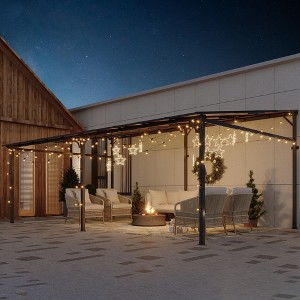Outdoor Metal Reclining Gazebo Hardtop Reclining Pergola for Patios, Decks, Porches, Lawns and Backyards Wall Mounted Reclining Metal Awning - 1 of 4