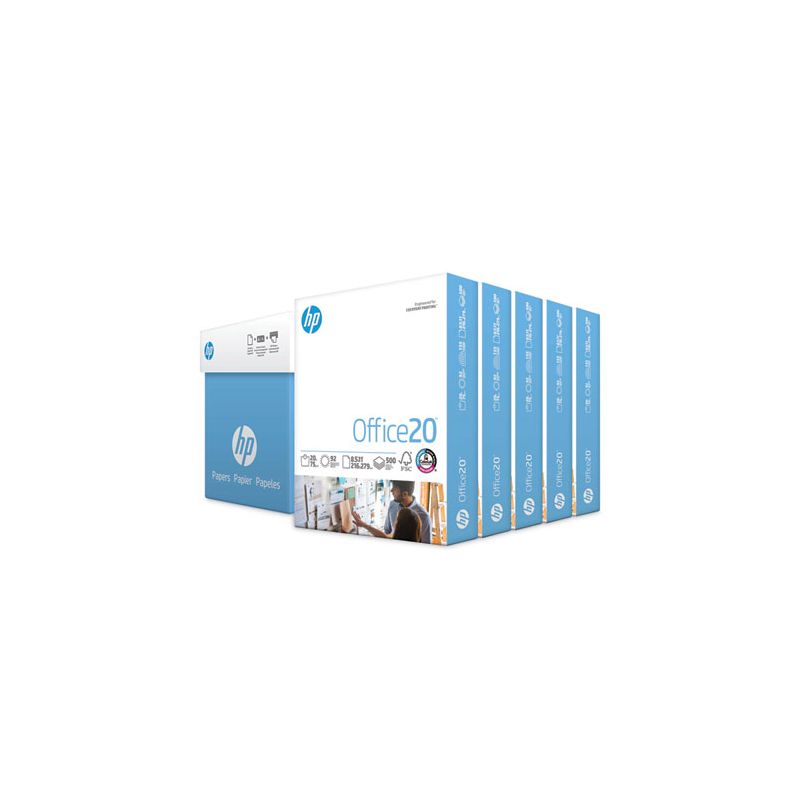 HP Papers Office20 Paper, 92 Bright, 20 lb Bond Weight, 8.5 x 11, White, 500 Sheets/Ream, 5 Reams/Carton, 1 of 7