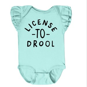The Juniper Shop License To Drool Flutter Sleeve Bodysuit - 6M - Seafoam - 1 of 4