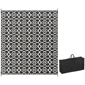 Resenkos Floor Mat Carpet,Indoor Door Mat,Reversible Outdoor Rug Carpet RV Camping Rugs with Carry Bag, 8' x 10', Black & White Clover 120" Black - 1 of 4