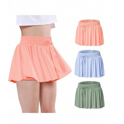 Mocamel 3 Picks Girls Butterfly Shorts Elegant Sport Tennis Cheerleading Skirt Shorts Quick Dry and Medium Elastic Dance Running Sport Costume