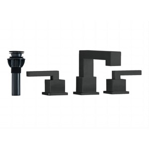 Munora Matte Black Widespread Bathroom Faucet, Waterfall Design with Pop-Up Drain and Water Supply Hoses - 1 of 4