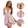 INSPIRE CHIC Women's Lace Deep V Open Front Spaghetti Strap Full Slips Plunge Babydoll Lingerie with Bulit in Bra - 3 of 4
