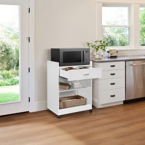 Kings Brand Furniture Dellow Microwave Wood Kitchen Cart with Storage and Drawer - 1 of 3