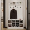 FUFU&GAGA White Wood 3-in-1 Hall Tree Entryway Cabinet Shoe Bench with Hooks and Shelves - 3 of 4