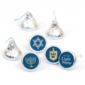 Big Dot of Happiness Happy Hanukkah - Chanukah Party Round Candy Sticker Favors - Labels Fits Chocolate Candy (1 Sheet of 108) - 1 of 4