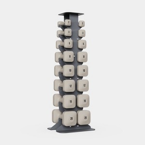 WeGym SafeGrip Dumbbells Full Set with Dark Rack - Sandstone - 1 of 4