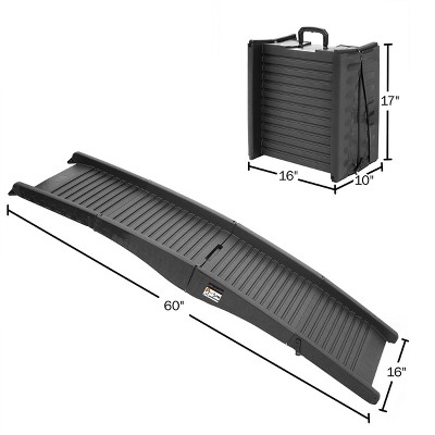 Black 60-Inch Tri-Fold Nonslip Dog Ramp with Raised Sides