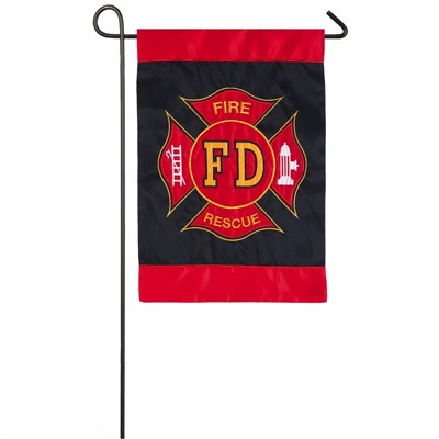 Evergreen Flag  Fire Department  Garden Applique Flag