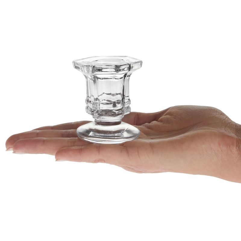 Crystal Glass Candle Holders Set of 12, Clear Taper Candlestick Pillar Candle Holder 2"x2"x2.3", 5 of 9