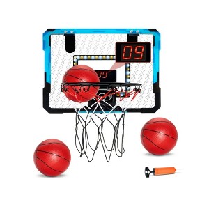 VEVOR Kids Basketball Hoop:Mini over-the-door hoop with electronic scoreboard,music,LED lights,and scoring functions.Fun indoor basketball for kids 3+ - 1 of 4