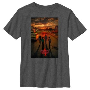 Boy's Stranger Things Four Friends Rift Apocalypse Poster T-Shirt - 1 of 4