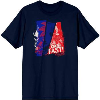 Sonic the Hedgehog Fast Mens Navy Blue Graphic Tee