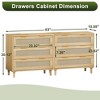 3-Drawers Rattan Storage Cabinet Rattan Drawer, CENGHU Nightstand, Coffee Bar Cabinet, for Bedroom, Living Room, Dining Room, Hallways - 4 of 4
