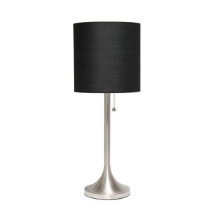 HomeRoots 21" Nickel Metal Table Lamp With Black Drum Shade - 1 of 4