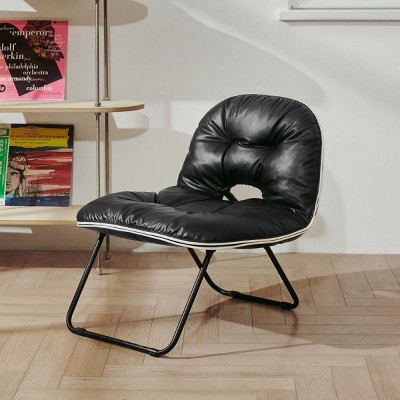 Folding Faux Leather Accent Chair, Pop-Chair for Indoor & Outdoor