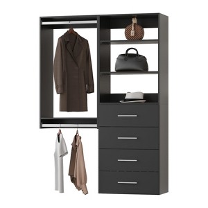 Closet Organizer System with Tower and Drawers, Wood Tower Closet Storage for Walk In Closets - 1 of 4