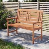 Tangkula Patio Wood Bench Garden Loveseat w/Inclined Backrest Long Armrests Wood Grain - 2 of 4