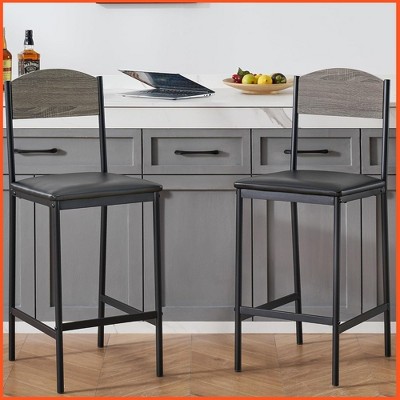 Bar Stools Set of 4, 25.2 Inch Counter Height Bar Stools with Back and Footrest