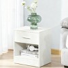 FONTOI End Tables White Wood Grain with Drawer and Open Shelf Nightstand for Bedroom Living Room Small Space, White, 22.06"*17.93"*5.12" - 3 of 4