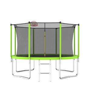 Jump Into Fun Outdoor Trampoline,With UV-resistant Safety Net, Soft Rebound Pad,Ladder,Basketball net,Safe And Wear-Resistant Trampoline - 1 of 4