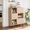 Modern Accent Cabinet with Doors and 3-Tier Storage Cabinet, Wooden Buffet Display Stand with Strong Legs for Living Room, Dining Room, Kitchen - 2 of 4