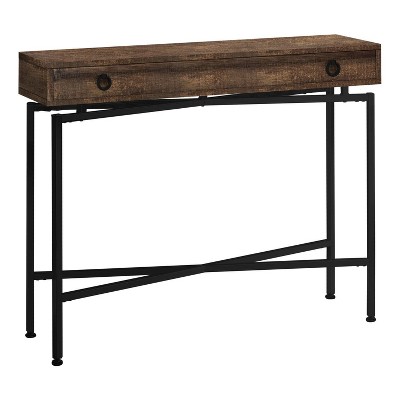 Monarch Specialties Accent Table Console Entryway Narrow Sofa Storage Drawer Living Room Bedroom Brown Laminate Black Metal Contemporary Modern