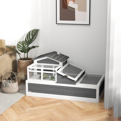 Storm Gray Wooden 3-Room Tortoise Habitat with Balcony