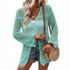 Coolmee Women's Cardigan Tie Front Shrug Midweight Knit Hollow Out Long Sleeve Cardigan - 4 of 4