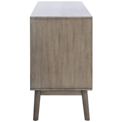 Mid-Century Modern Light Grey 6-Drawer Solid Wood Dresser