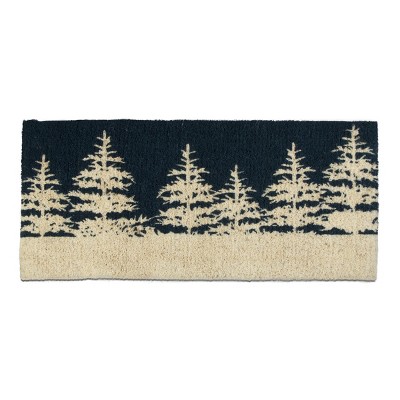 tagltd 1'6"x3'3" Winter Tree Rectangle Indoor and Outdoor Estate Coir Door Welcome Mat Brown Trees on Blue Background