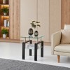 Lirago 2-Piece Tempered Clear Glass Sofa Table-2-Layer Storage End Table with Modern Waterfall Edge 17.71"Wx17.71"Lx20.47"H - 3 of 4