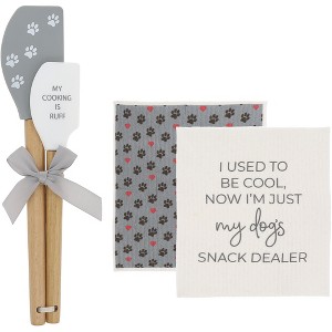 Pavilion Gift Company - Snack Dealer - Spatula and Reusable Dish Cloth Set (2 of Each) - Kitchen Textiles - 1 of 4