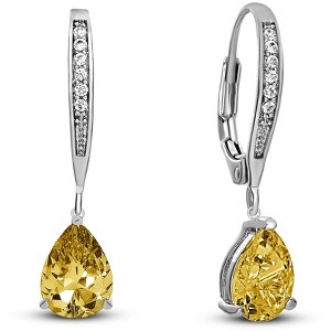 Guili Sterling Silver Rhodium Plated Teardrop CZ Earrings in Various Colors, A Sparkling, Elegant Collection for Timeless and Stylish Looks - 1 of 4
