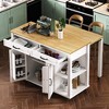Whisen 47" Kitchen Island with Extendable Dining Table, Rubber Wood Veneer Kitchen Table with Storage Rack and Power Outlet - 2 of 4