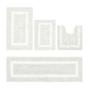 Hotel Bath Rug 100% Premium Cotton Tufted Weave Two Tone Reversible 4 Piece Bathroom Rug Set, Super Soft & Water Absorbent, Machine Washable Bathmat - 1 of 4