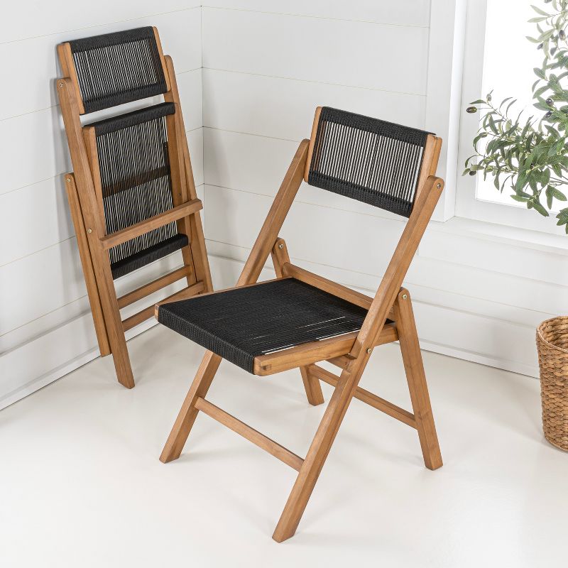 Olivier Coastal Modern Wood Roped Folding Chair with Adjustable Back - JONATHAN Y, 6 of 11