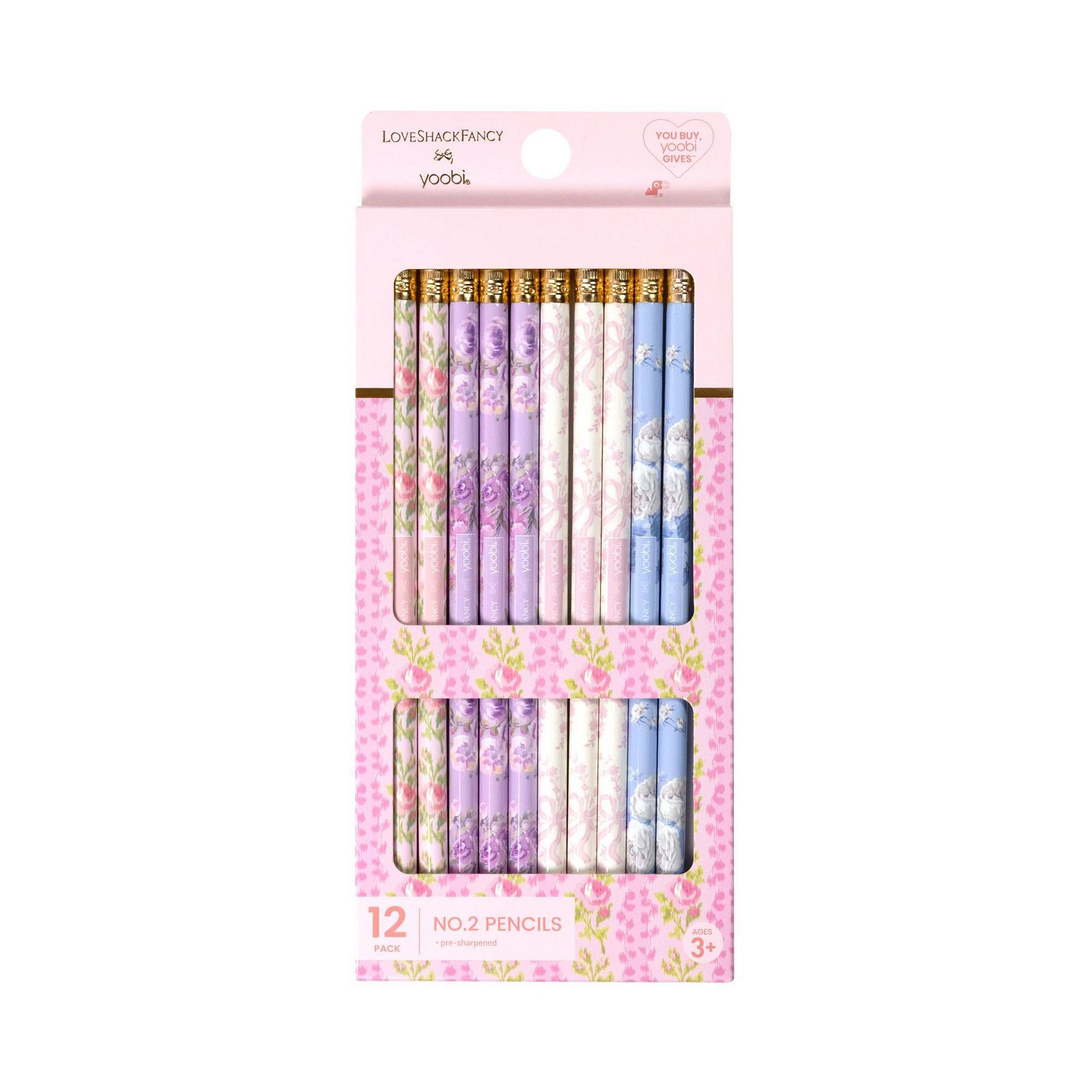 LoveShackFancy x Target - Yoobi Blooming Heirloom, Happy Thoughts, Coquette Bow, Everblooming Rosette 12pk No. 2 Pencils