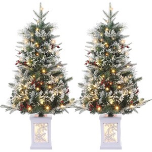 4.5-FT Tall Christmas Tree with 150 LED Lights, Two-Color switchable Lights, with Snowflake Berries, Perfect Christmas Decoration for Home & Office - 1 of 4